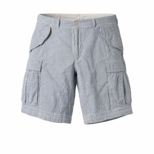 Polo Ralph Lauren Mens Seersucker Cargo Shorts Blue Striped Size 40 Inseam Loops